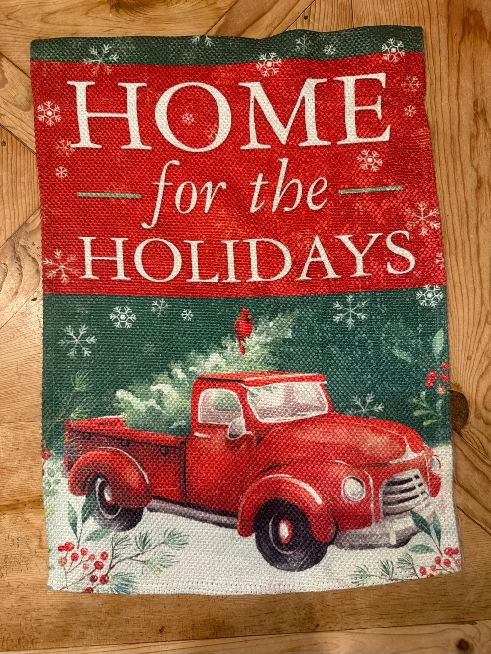 Home for the Holidays Red Truck Holiday Garden Flag